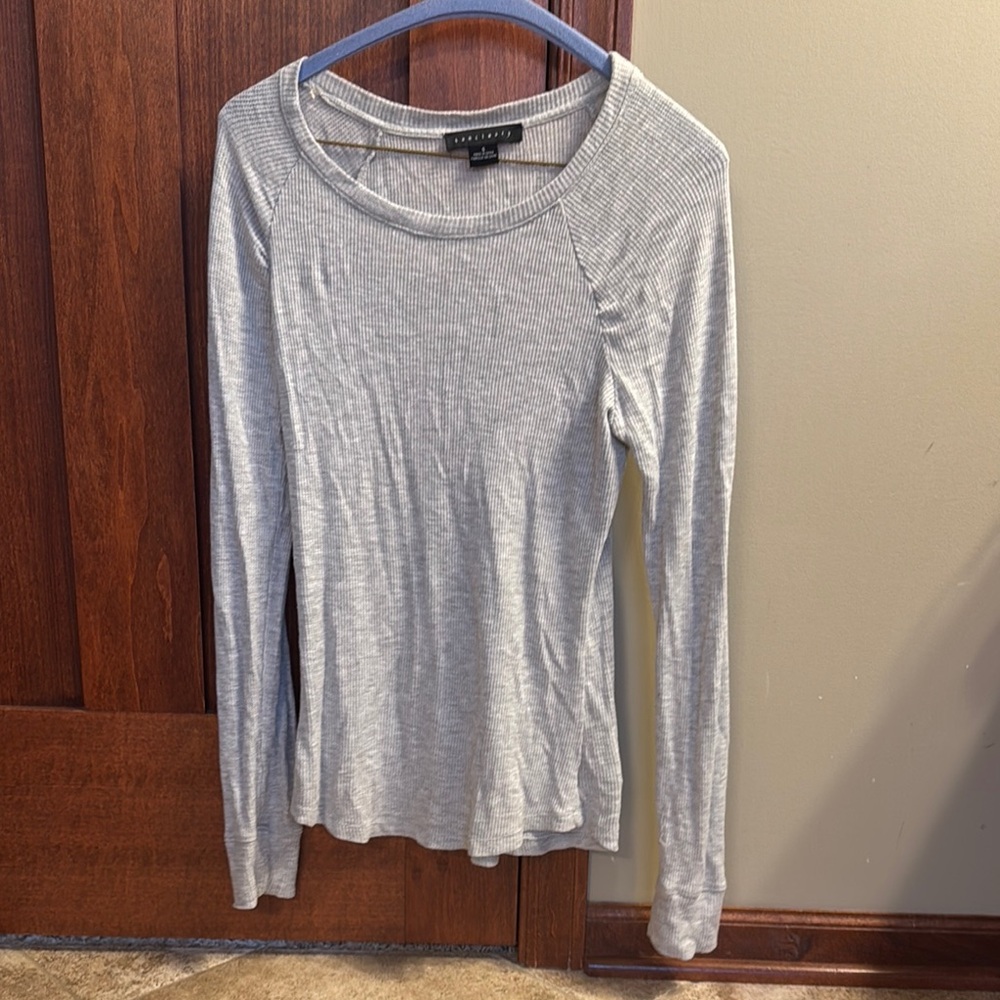 Sanctuary Light Gray Ribbed Long Sleeve Top